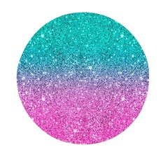 Pink And Turquoise Glitter Mini Round Pill Box by Wav3s