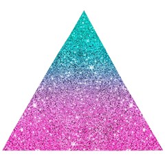 Pink And Turquoise Glitter Wooden Puzzle Triangle by Wav3s