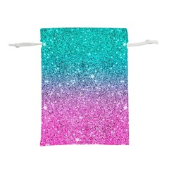 Pink And Turquoise Glitter Lightweight Drawstring Pouch (s) by Wav3s