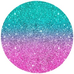 Pink And Turquoise Glitter Wooden Puzzle Round by Wav3s