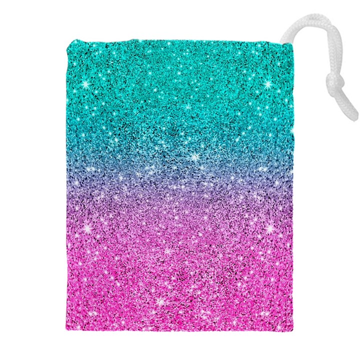 Pink And Turquoise Glitter Drawstring Pouch (4XL)