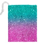 Pink And Turquoise Glitter Drawstring Pouch (4XL) Back