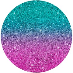 Pink And Turquoise Glitter Uv Print Round Tile Coaster by Wav3s