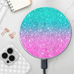 Pink And Turquoise Glitter Wireless Fast Charger(white) by Wav3s