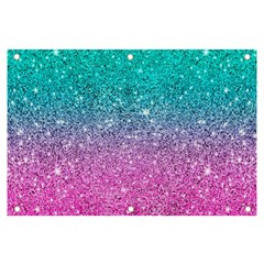 Pink And Turquoise Glitter Banner And Sign 6  X 4 