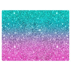 Pink And Turquoise Glitter Two Sides Premium Plush Fleece Blanket (extra Small) by Wav3s