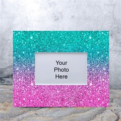 Pink And Turquoise Glitter White Tabletop Photo Frame 4 x6  by Wav3s