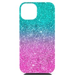 Pink And Turquoise Glitter Iphone 14 Black Uv Print Case by Wav3s