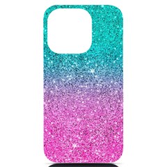 Pink And Turquoise Glitter Iphone 14 Pro Black Uv Print Case