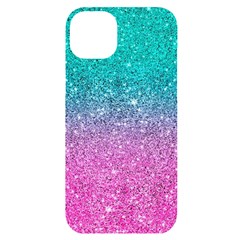 Pink And Turquoise Glitter Iphone 14 Plus Black Uv Print Case