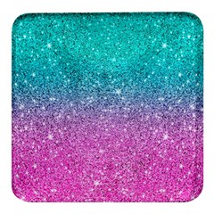 Pink And Turquoise Glitter Square Glass Fridge Magnet (4 Pack) by Wav3s