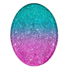 Pink And Turquoise Glitter Oval Glass Fridge Magnet (4 Pack) by Wav3s