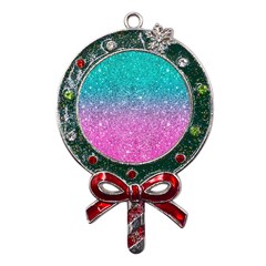 Pink And Turquoise Glitter Metal X mas Lollipop With Crystal Ornament by Wav3s