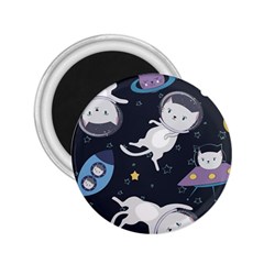 Space Cat Illustration Pattern Astronaut 2 25  Magnets by Wav3s