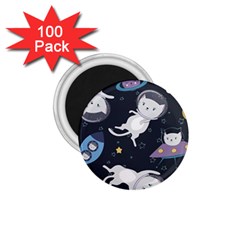 Space Cat Illustration Pattern Astronaut 1 75  Magnets (100 Pack) 