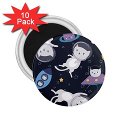 Space Cat Illustration Pattern Astronaut 2 25  Magnets (10 Pack)  by Wav3s