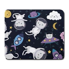 Space Cat Illustration Pattern Astronaut Large Mousepad