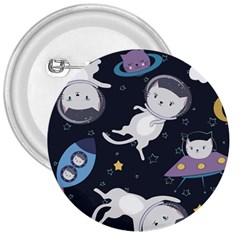 Space Cat Illustration Pattern Astronaut 3  Buttons by Wav3s