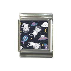 Space Cat Illustration Pattern Astronaut Italian Charm (13mm) by Wav3s