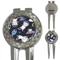 Space Cat Illustration Pattern Astronaut 3-in-1 Golf Divots by Wav3s