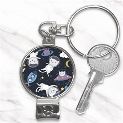 Space Cat Illustration Pattern Astronaut Nail Clippers Key Chain by Wav3s