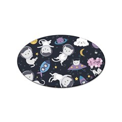 Space Cat Illustration Pattern Astronaut Sticker (oval) by Wav3s