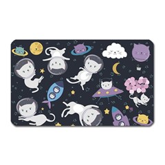 Space Cat Illustration Pattern Astronaut Magnet (rectangular) by Wav3s