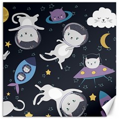 Space Cat Illustration Pattern Astronaut Canvas 12  X 12  by Wav3s