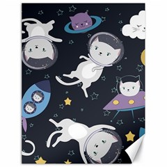 Space Cat Illustration Pattern Astronaut Canvas 18  X 24  by Wav3s