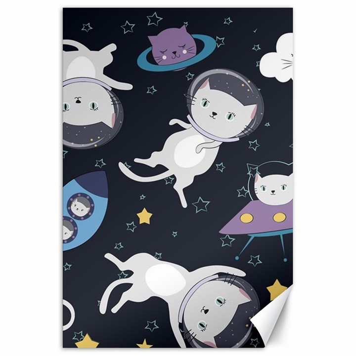 Space Cat Illustration Pattern Astronaut Canvas 20  x 30 