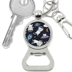 Space Cat Illustration Pattern Astronaut Bottle Opener Key Chain by Wav3s