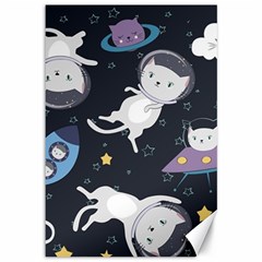 Space Cat Illustration Pattern Astronaut Canvas 12  X 18  by Wav3s