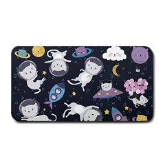 Space Cat Illustration Pattern Astronaut Medium Bar Mat by Wav3s