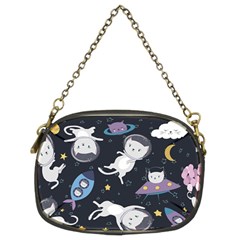 Space Cat Illustration Pattern Astronaut Chain Purse (two Sides) by Wav3s