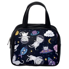 Space Cat Illustration Pattern Astronaut Classic Handbag (one Side) by Wav3s