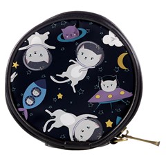 Space Cat Illustration Pattern Astronaut Mini Makeup Bag by Wav3s