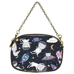 Space Cat Illustration Pattern Astronaut Chain Purse (one Side) by Wav3s