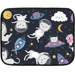 Space Cat Illustration Pattern Astronaut Fleece Blanket (mini) by Wav3s