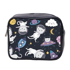 Space Cat Illustration Pattern Astronaut Mini Toiletries Bag (two Sides) by Wav3s