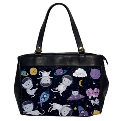 Space Cat Illustration Pattern Astronaut Oversize Office Handbag by Wav3s