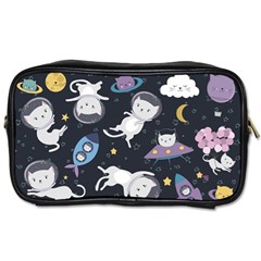 Space Cat Illustration Pattern Astronaut Toiletries Bag (two Sides) by Wav3s