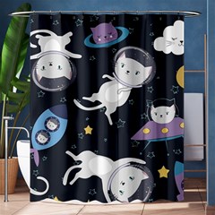 Space Cat Illustration Pattern Astronaut Shower Curtain 60  X 72  (medium)  by Wav3s