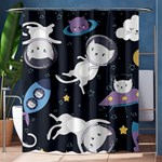 Space Cat Illustration Pattern Astronaut Shower Curtain 60  x 72  (Medium)  60 x72  Curtain