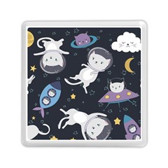 Space Cat Illustration Pattern Astronaut Memory Card Reader (square) by Wav3s