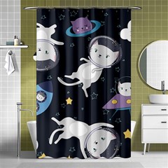 Space Cat Illustration Pattern Astronaut Shower Curtain 48  X 72  (small)  by Wav3s