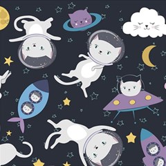 Space Cat Illustration Pattern Astronaut Play Mat (square) by Wav3s