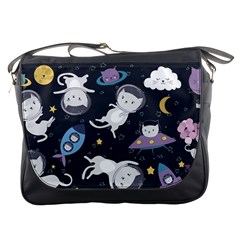 Space Cat Illustration Pattern Astronaut Messenger Bag by Wav3s