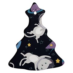 Space Cat Illustration Pattern Astronaut Christmas Tree Ornament (two Sides)