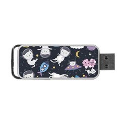 Space Cat Illustration Pattern Astronaut Portable Usb Flash (one Side) by Wav3s