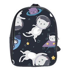 Space Cat Illustration Pattern Astronaut School Bag (xl) by Wav3s